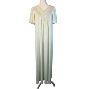 Shadowline Vintage Women's Nightgown Lace Scalloped Hem‎ Mint Green Medium